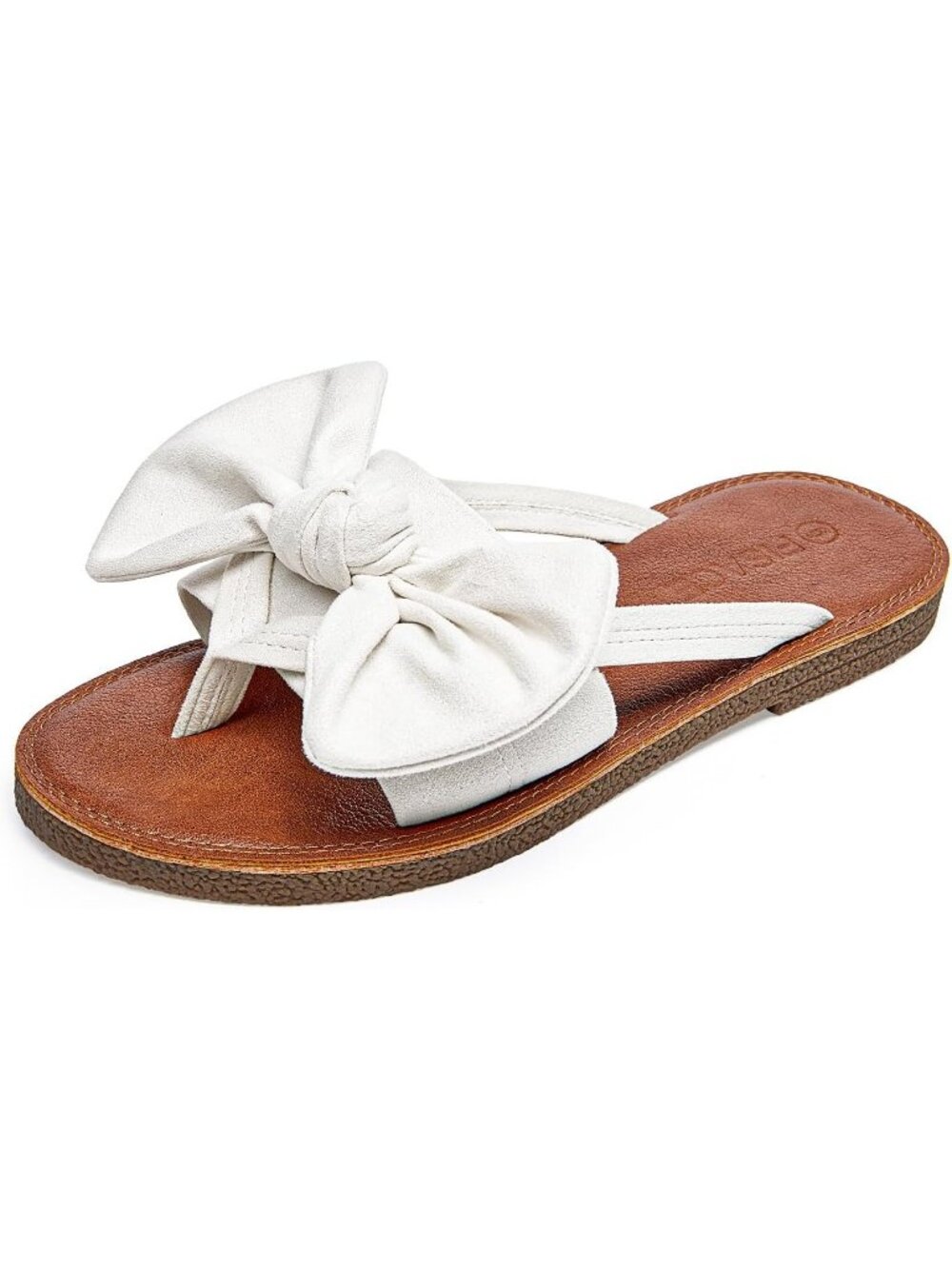 Women's Off-White Summer Flip Flops Ring Toe Strappy Gladiator Flat Sandals